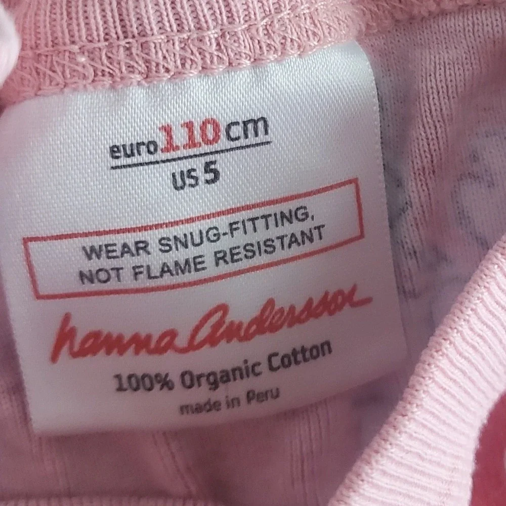 Hanna Andersson Pajama Set Pink Floral Organic Cotton Snug Fit Sleepwear Size 5